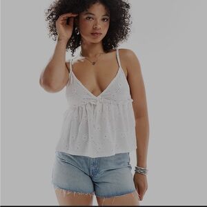 Noisy May White Eyelet Top